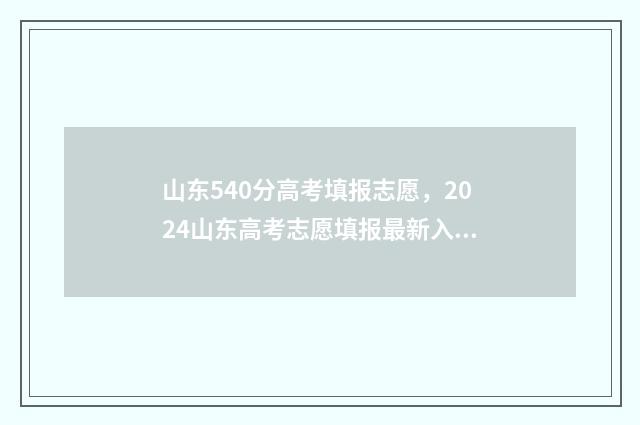 山东540分高考填报志愿，2024山东高考志愿填报最新入口 山东高考530分