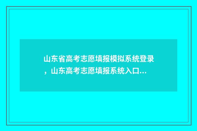 山东省高考志愿填报模拟系统登录，山东高考志愿填报系统入口 春季高考志愿
