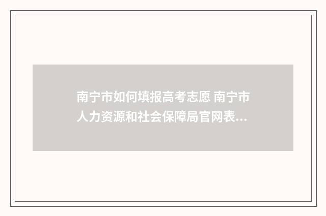 南宁市如何填报高考志愿 南宁市人力资源和社会保障局官网表格申请