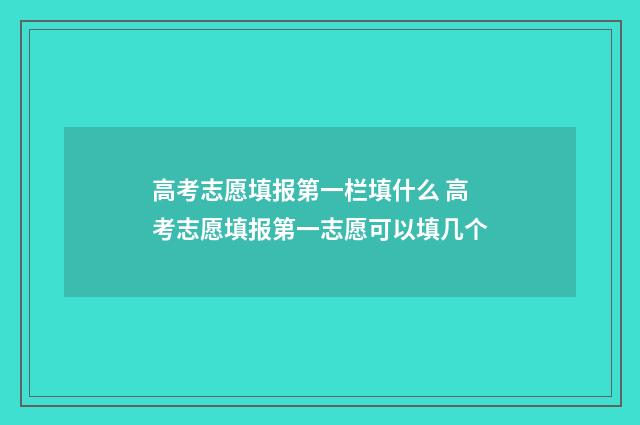 高考志愿填报第一栏填什么 高考志愿填报第一志愿可以填几个
