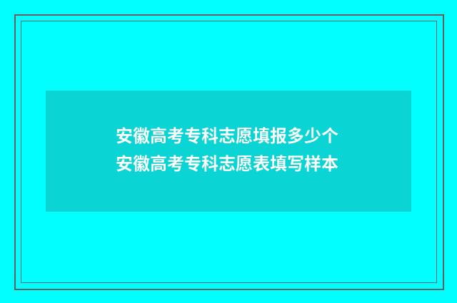 安徽高考专科志愿填报多少个 安徽高考专科志愿表填写样本