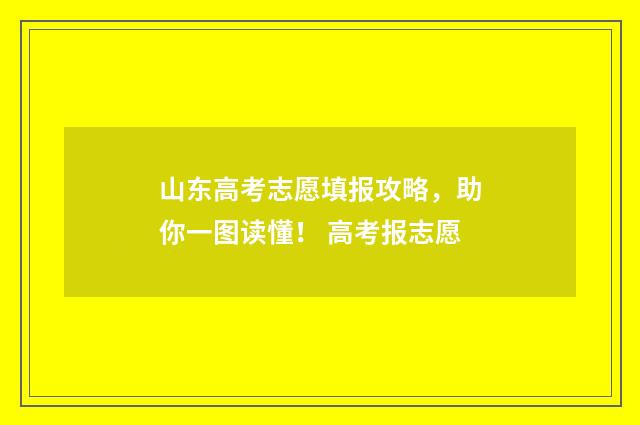 山东高考志愿填报攻略，助你一图读懂！ 高考报志愿
