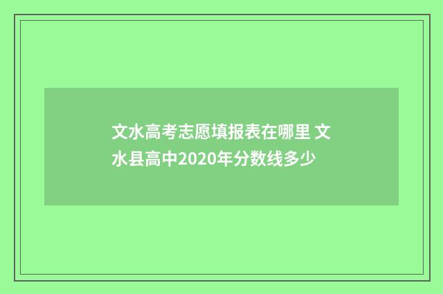 文水高考志愿填报表在哪里 文水县高中2020年分数线多少