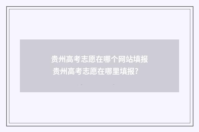 贵州高考志愿在哪个网站填报 贵州高考志愿在哪里填报?