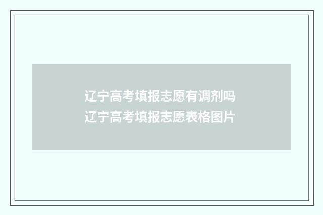 辽宁高考填报志愿有调剂吗 辽宁高考填报志愿表格图片