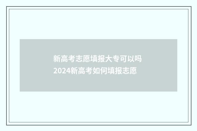 新高考志愿填报大专可以吗 2024新高考如何填报志愿