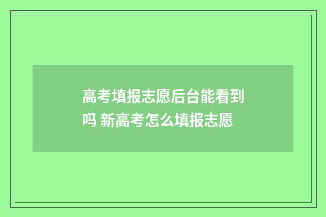 高考填报志愿后台能看到吗 新高考怎么填报志愿