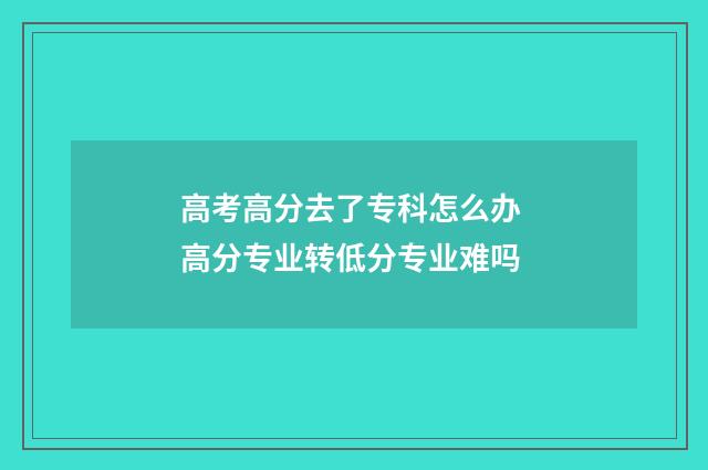 高考高分去了专科怎么办 高分专业转低分专业难吗
