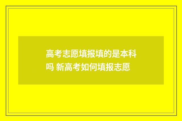高考志愿填报填的是本科吗 新高考如何填报志愿