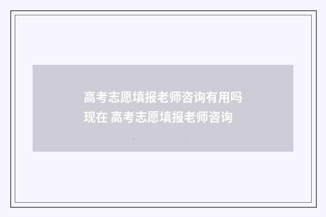 高考志愿填报老师咨询有用吗现在 高考志愿填报老师咨询