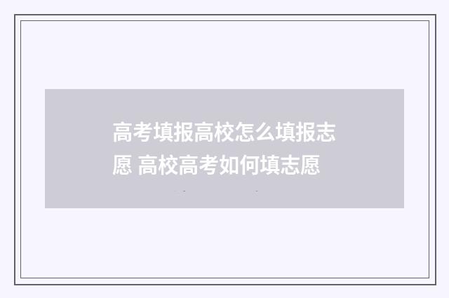 高考填报高校怎么填报志愿 高校高考如何填志愿