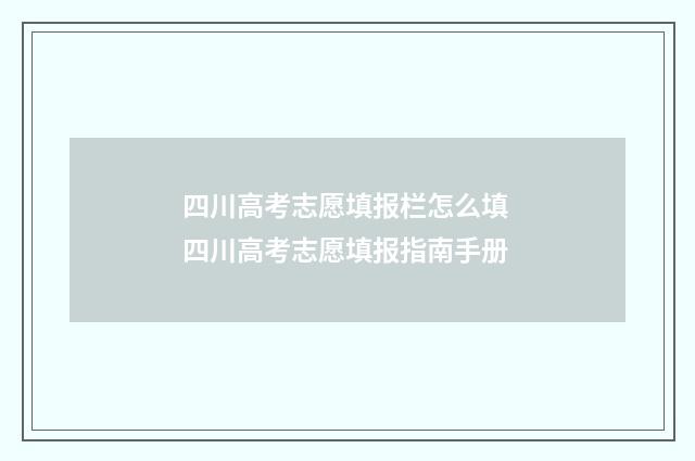 四川高考志愿填报栏怎么填 四川高考志愿填报指南手册