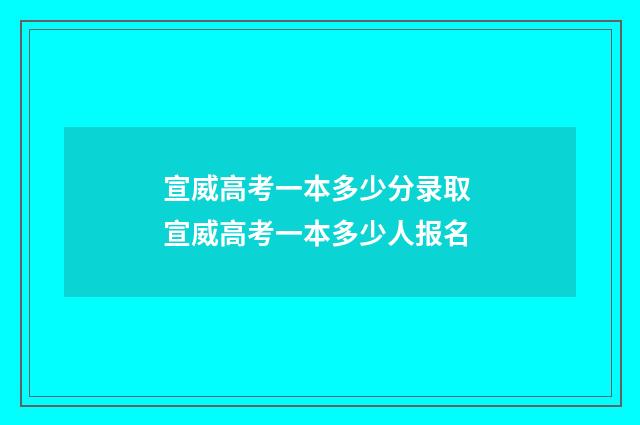 宣威高考一本多少分录取 宣威高考一本多少人报名