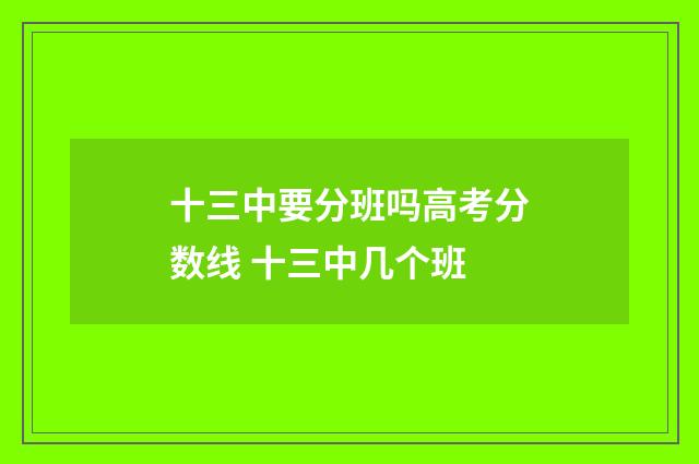 十三中要分班吗高考分数线 十三中几个班