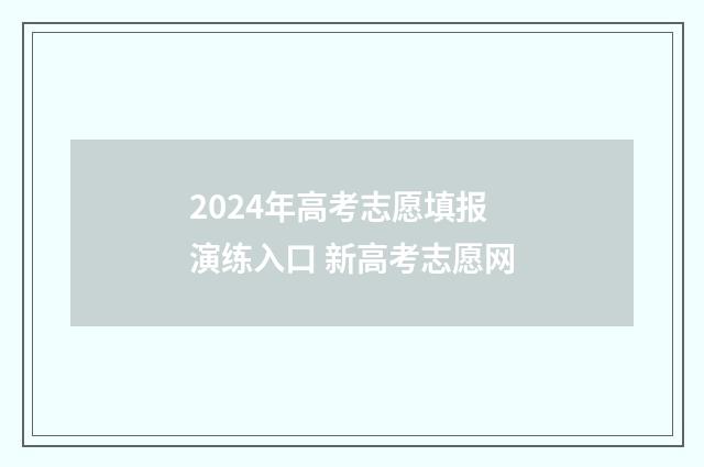 2024年高考志愿填报演练入口 新高考志愿网