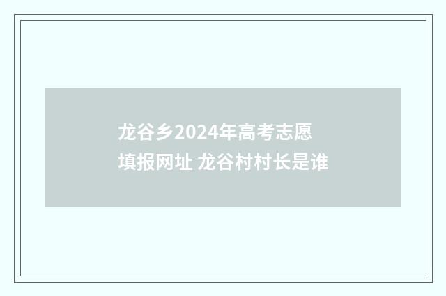 龙谷乡2024年高考志愿填报网址 龙谷村村长是谁