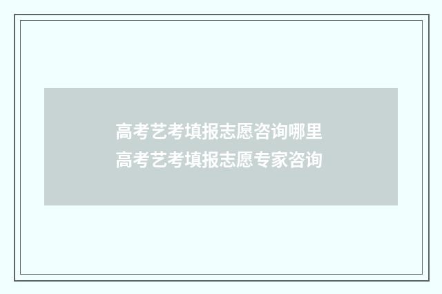 高考艺考填报志愿咨询哪里 高考艺考填报志愿专家咨询