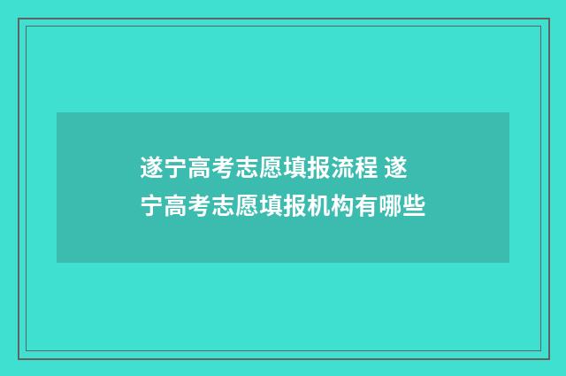 遂宁高考志愿填报流程 遂宁高考志愿填报机构有哪些