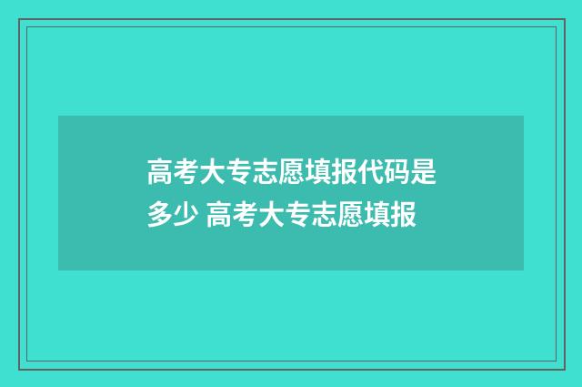高考大专志愿填报代码是多少 高考大专志愿填报