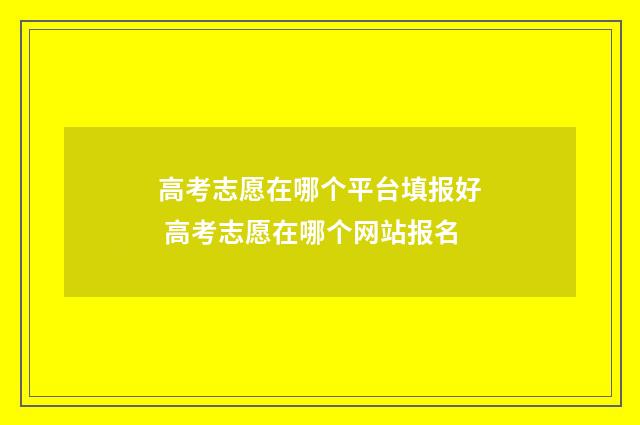 高考志愿在哪个平台填报好 高考志愿在哪个网站报名