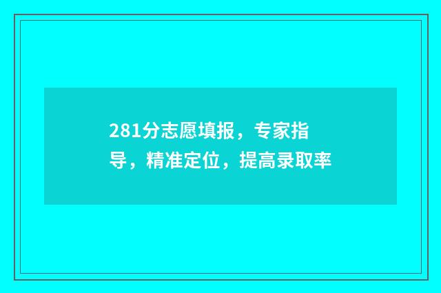 281分志愿填报，专家指导，精准定位，提高录取率