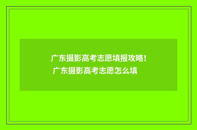 广东摄影高考志愿填报攻略！ 广东摄影高考志愿怎么填