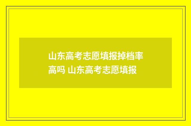 山东高考志愿填报掉档率高吗 山东高考志愿填报