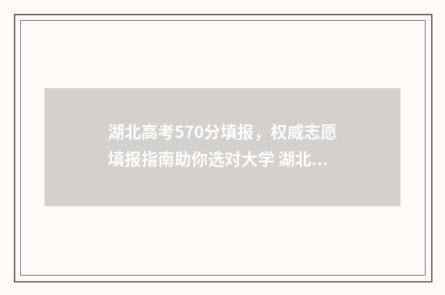湖北高考570分填报，权威志愿填报指南助你选对大学 湖北高考分数530