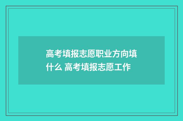 高考填报志愿职业方向填什么 高考填报志愿工作
