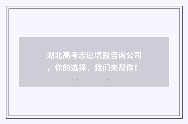 湖北高考志愿填报咨询公司，你的选择，我们来帮你！