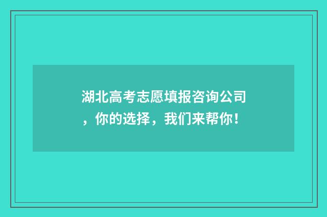 湖北高考志愿填报咨询公司，你的选择，我们来帮你！