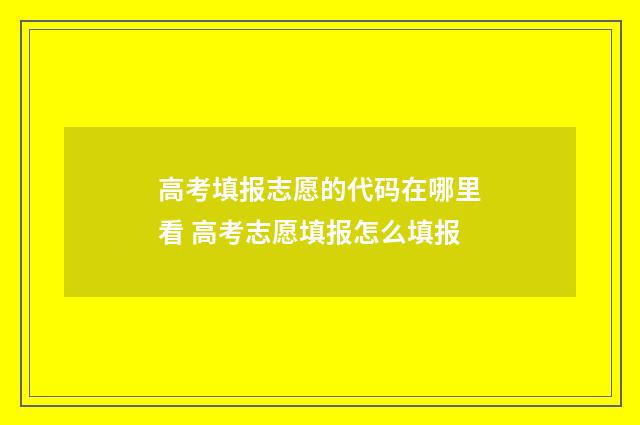 高考填报志愿的代码在哪里看 高考志愿填报怎么填报
