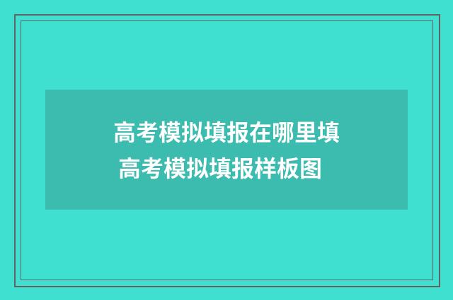 高考模拟填报在哪里填 高考模拟填报样板图