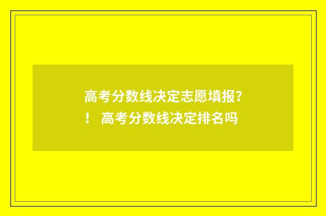 高考分数线决定志愿填报？！ 高考分数线决定排名吗