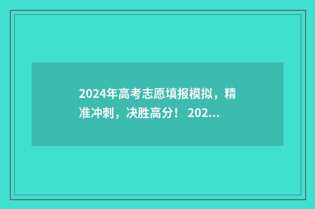 2024年高考志愿填报模拟，精准冲刺，决胜高分！ 2024年高考志愿填报卡