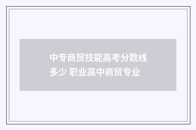 中专商贸技能高考分数线多少 职业高中商贸专业