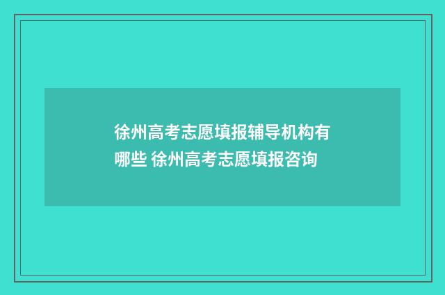 徐州高考志愿填报辅导机构有哪些 徐州高考志愿填报咨询