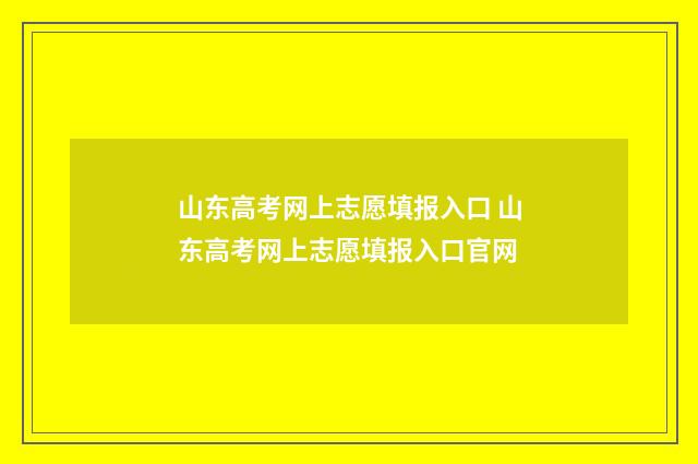 山东高考网上志愿填报入口 山东高考网上志愿填报入口官网