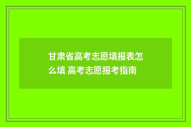 甘肃省高考志愿填报表怎么填 高考志愿报考指南