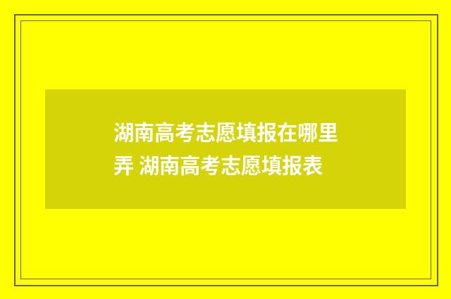 湖南高考志愿填报在哪里弄 湖南高考志愿填报表
