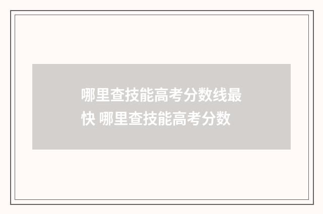 哪里查技能高考分数线最快 哪里查技能高考分数