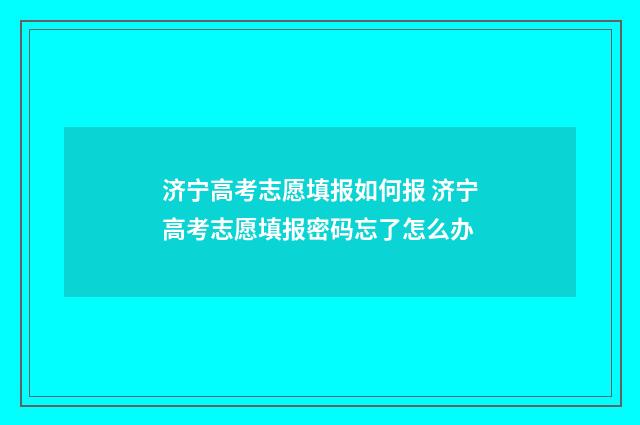 济宁高考志愿填报如何报 济宁高考志愿填报密码忘了怎么办