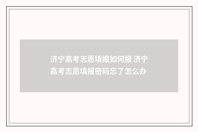 济宁高考志愿填报如何报 济宁高考志愿填报密码忘了怎么办