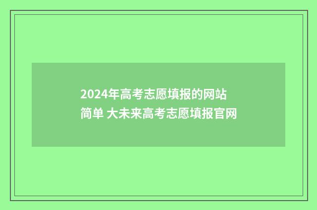 2024年高考志愿填报的网站简单 大未来高考志愿填报官网