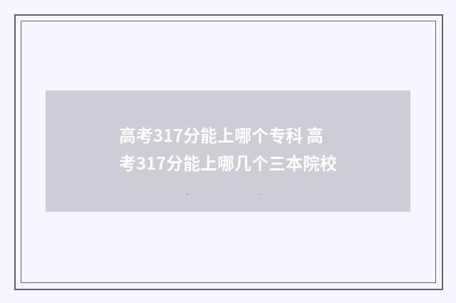 高考317分能上哪个专科 高考317分能上哪几个三本院校