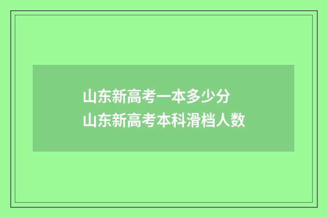 山东新高考一本多少分 山东新高考本科滑档人数