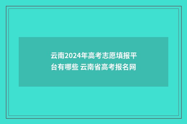 云南2024年高考志愿填报平台有哪些 云南省高考报名网