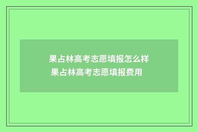果占林高考志愿填报怎么样 果占林高考志愿填报费用