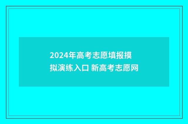 2024年高考志愿填报摸拟演练入口 新高考志愿网