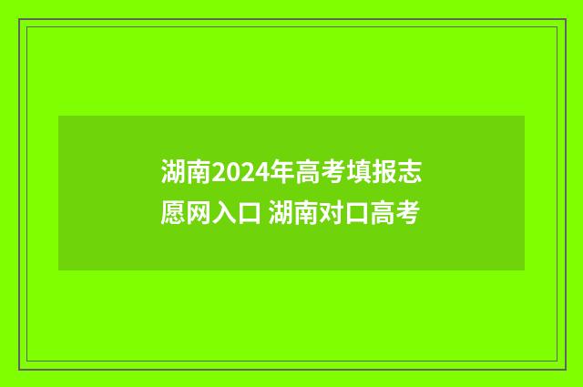 湖南2024年高考填报志愿网入口 湖南对口高考